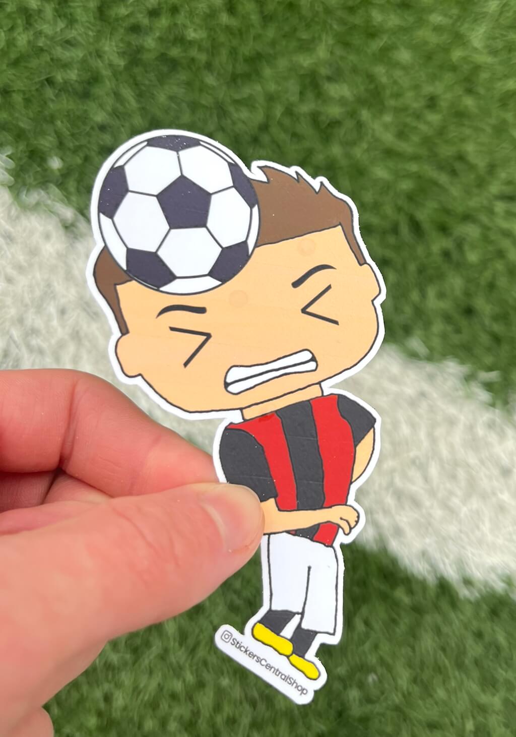 AC Milan Header Soccer Player Sticker, red with black