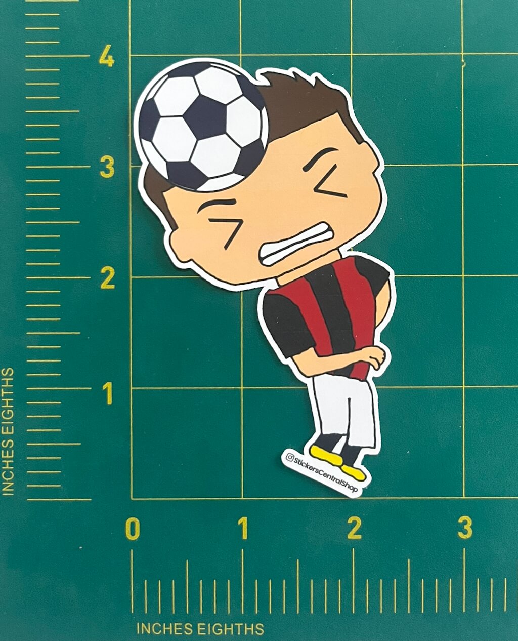 AC Milan Header Soccer Player Sticker, red with black