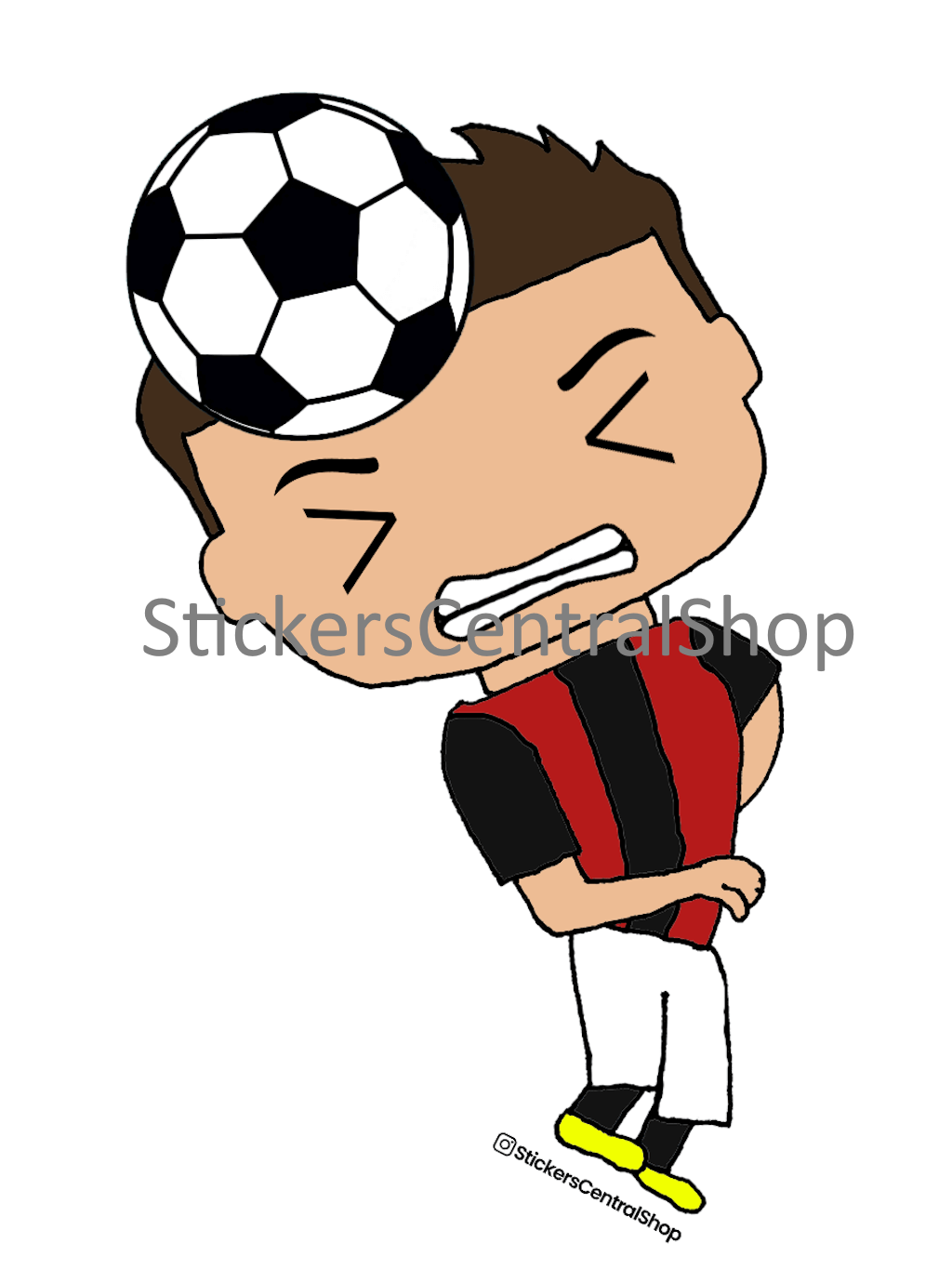 AC Milan Header Soccer Player Sticker, red with black