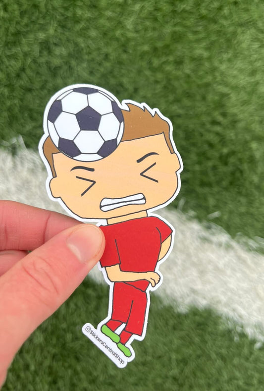 Header Soccer Player Sticker, red