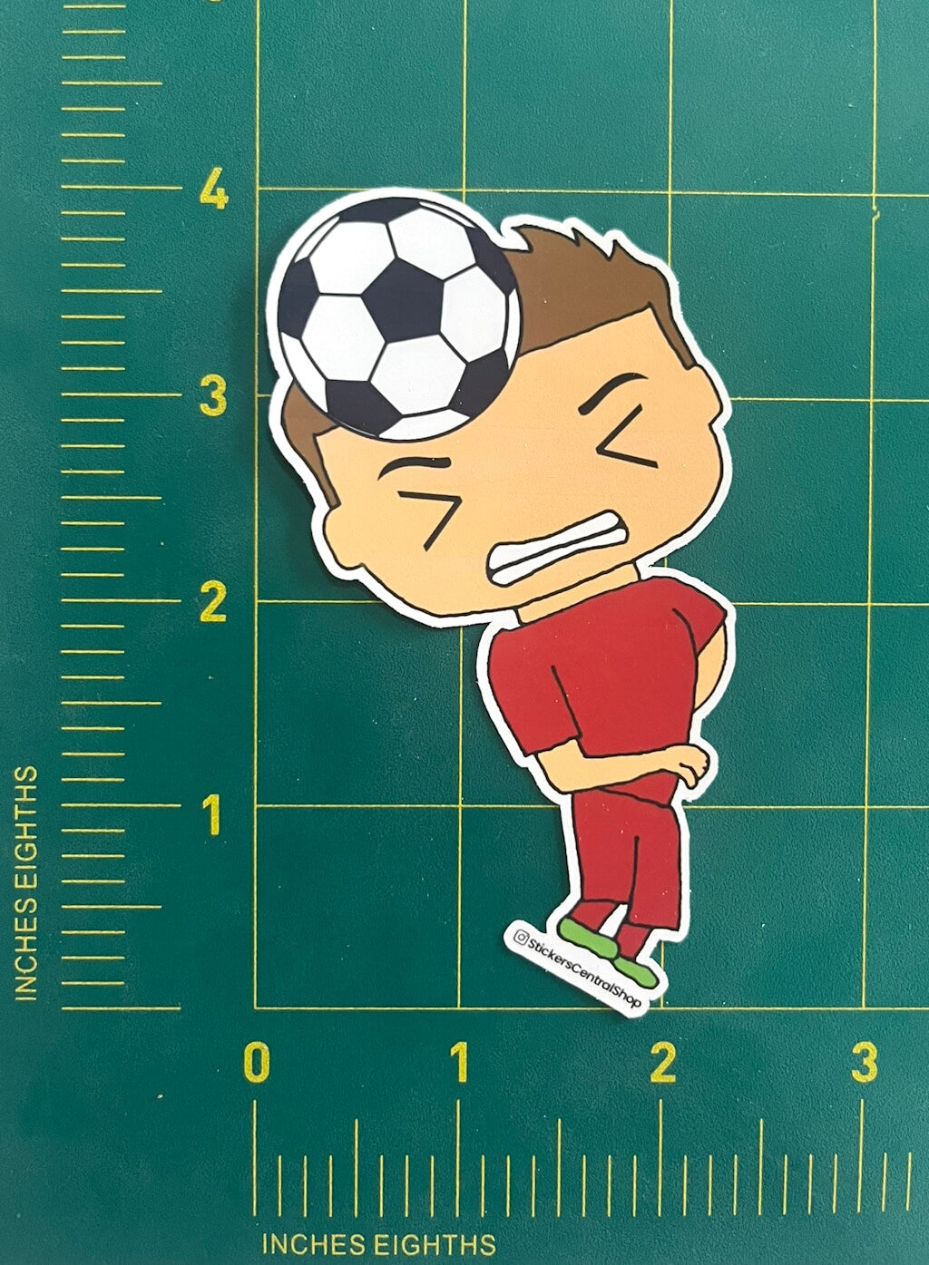 Header Soccer Player Sticker, red