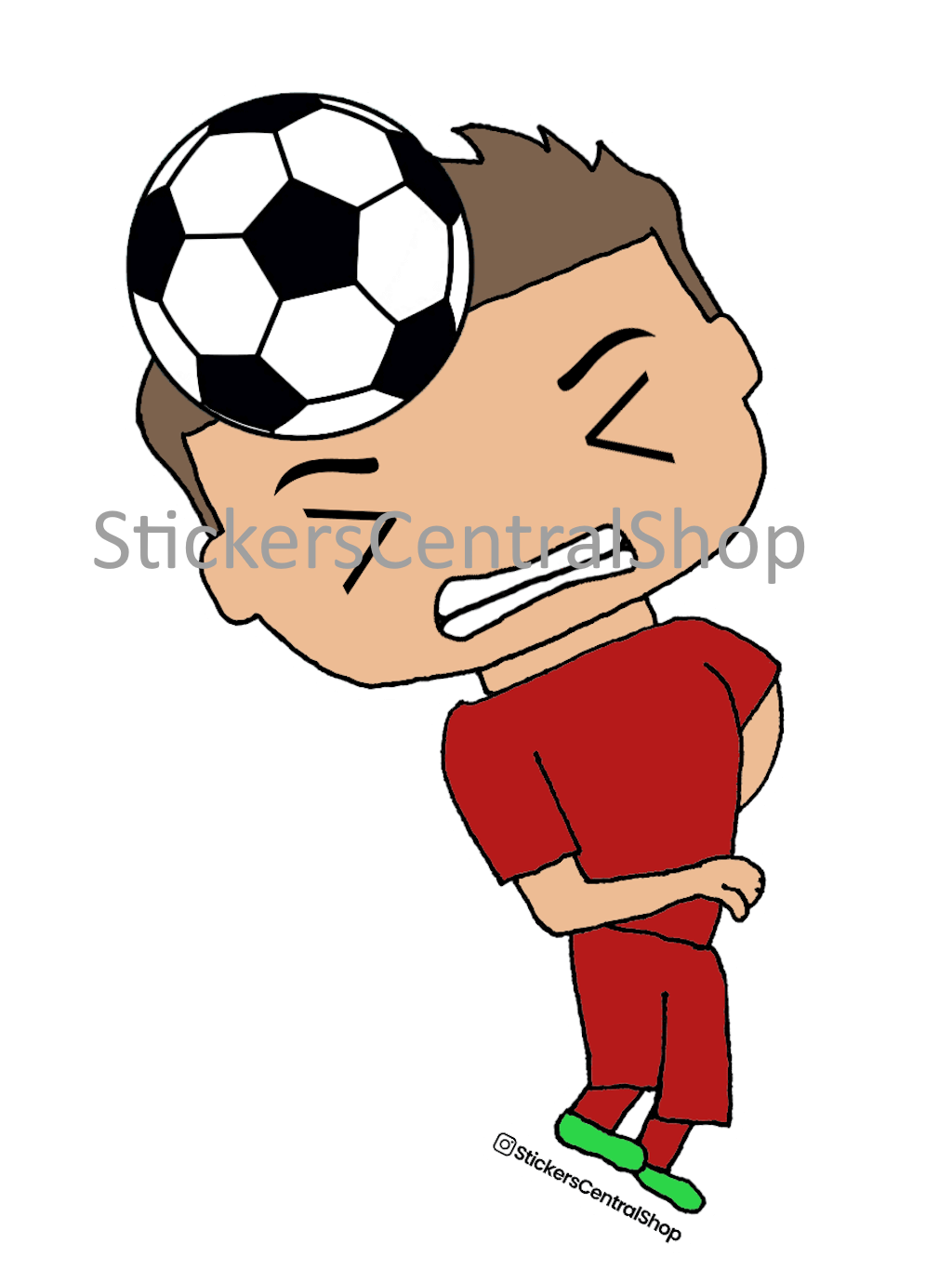 Header Soccer Player Sticker, red