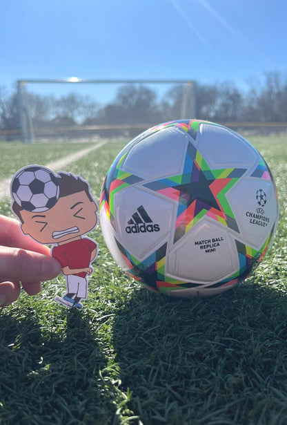 Header Soccer Player Sticker, red and white