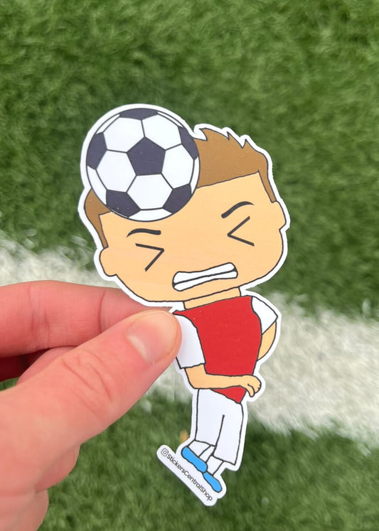 Arsenal Header Soccer Player Sticker, red with white