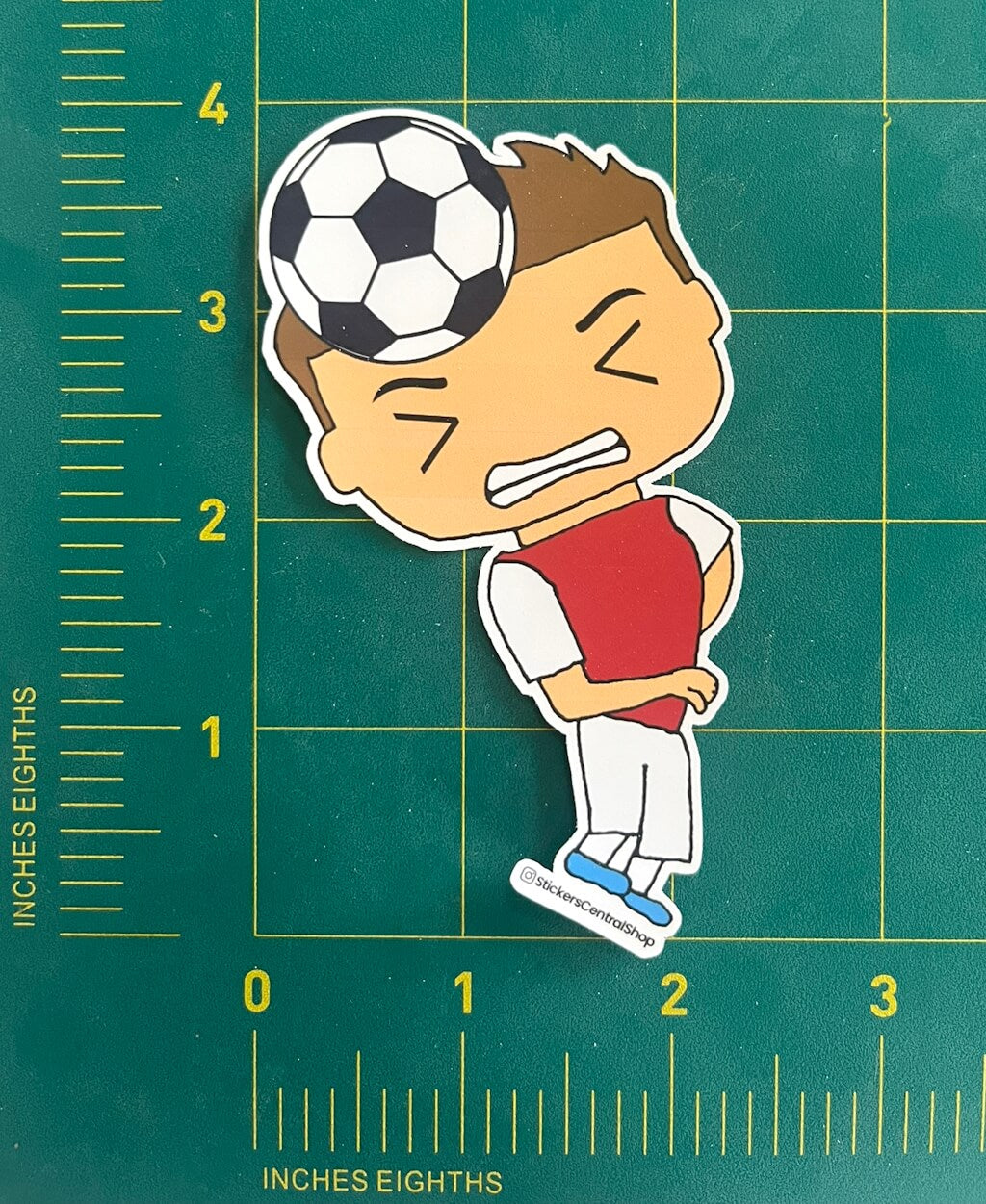 Arsenal Header Soccer Player Sticker, red with white