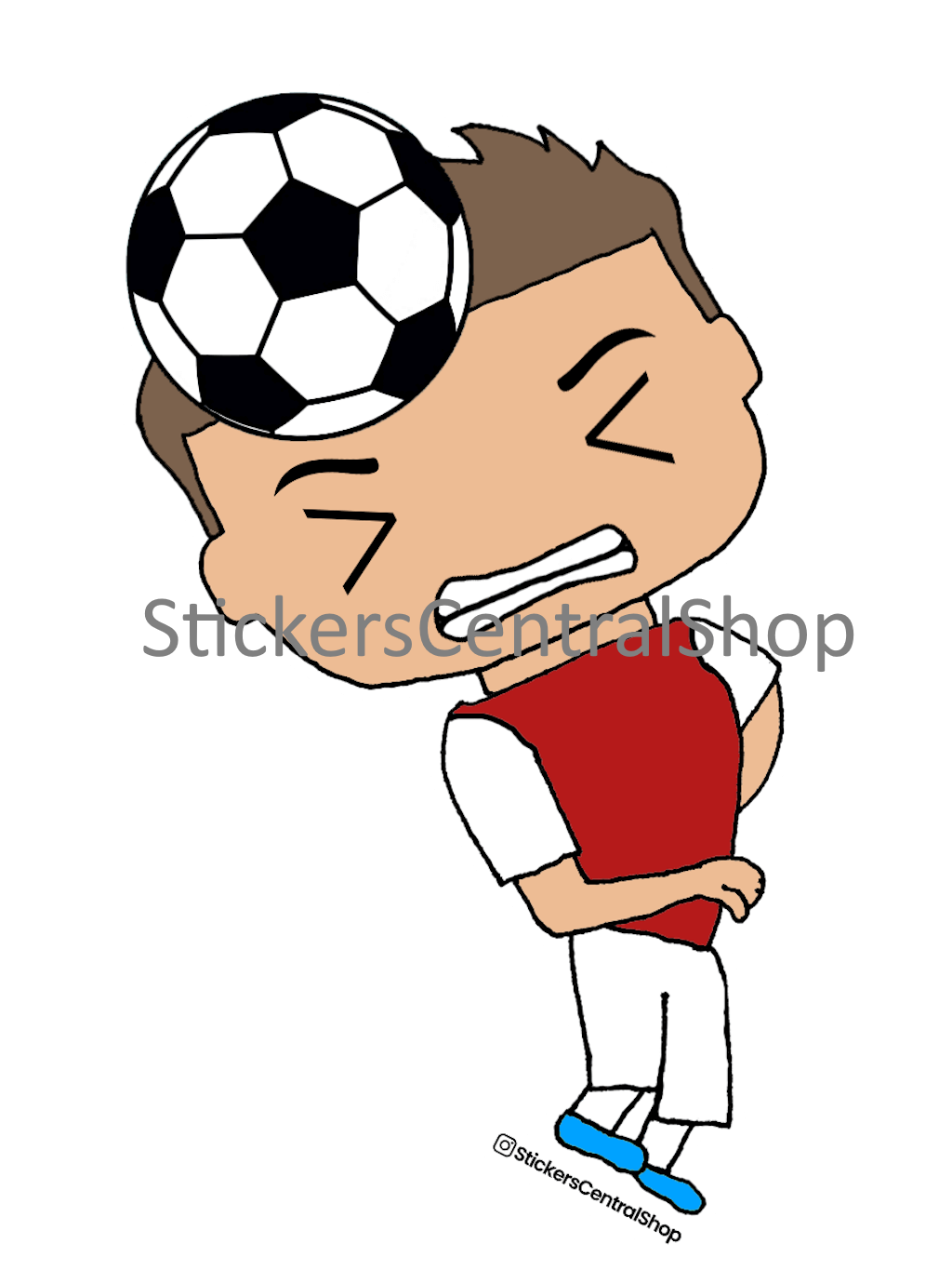 Arsenal Header Soccer Player Sticker, red with white