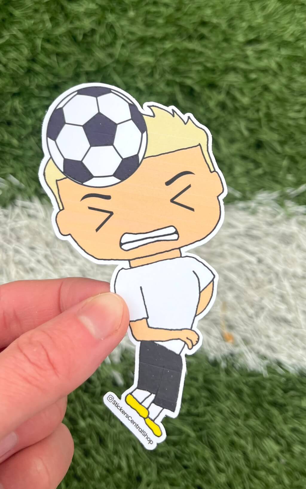 Germany Header Soccer Player Sticker, white and black