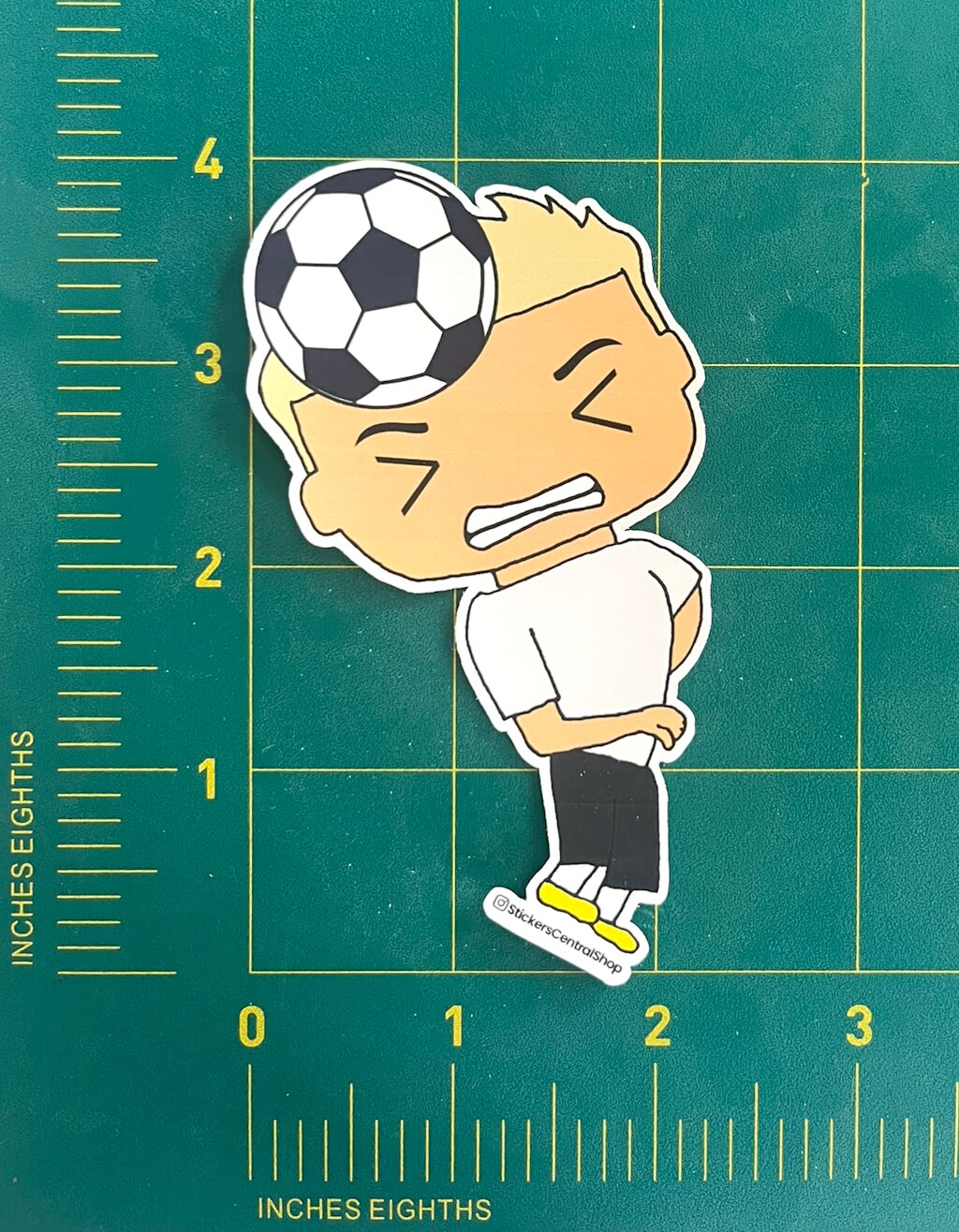 Germany Header Soccer Player Sticker, white and black