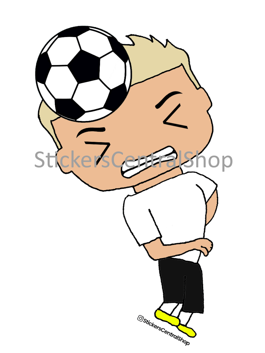 Germany Header Soccer Player Sticker, white and black