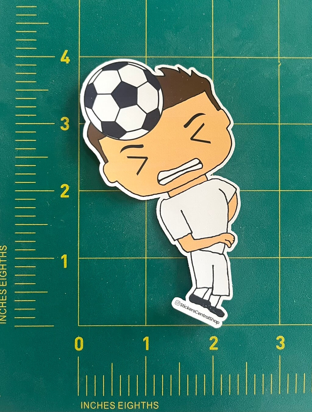 Header Soccer Player Sticker, white