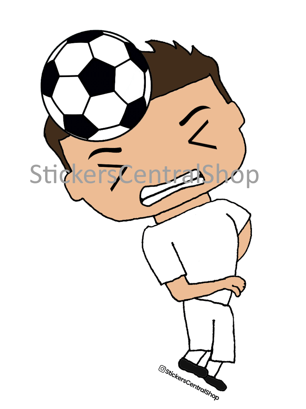 Header Soccer Player Sticker, white