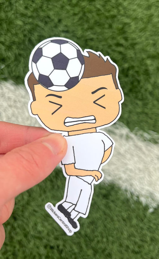 England Header Soccer Player Sticker, white