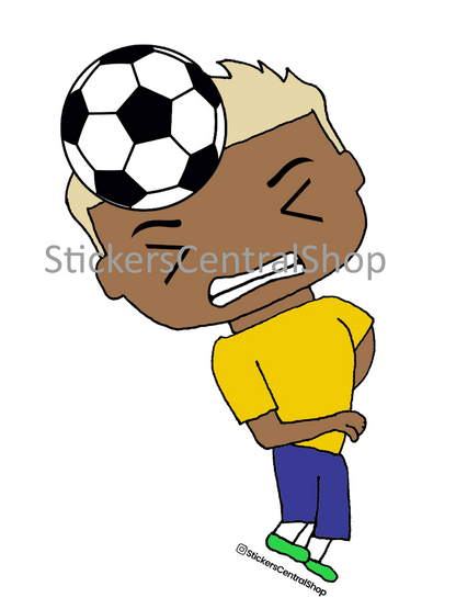 Brazil Header Soccer Player Sticker, yellow and blue