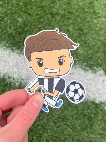 Juventus Shooting Soccer Player Sticker, black with white
