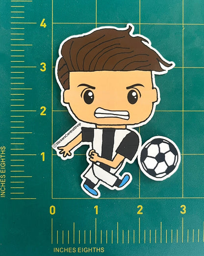 Juventus Shooting Soccer Player Sticker, black with white