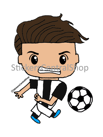 Juventus Shooting Soccer Player Sticker, black with white