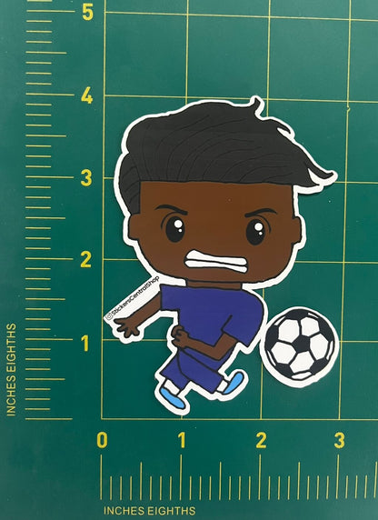 Shooting Soccer Player Sticker, blue