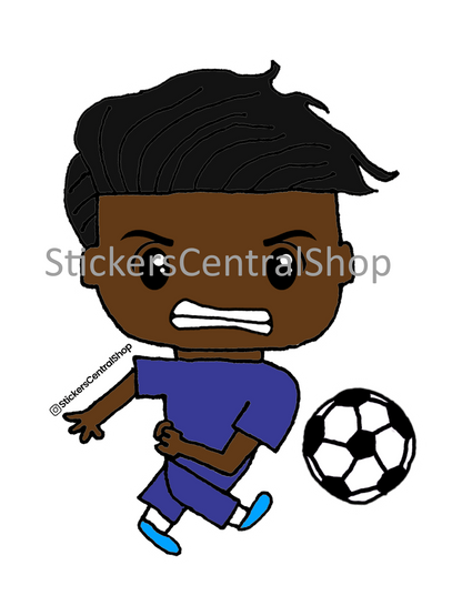 Shooting Soccer Player Sticker, blue