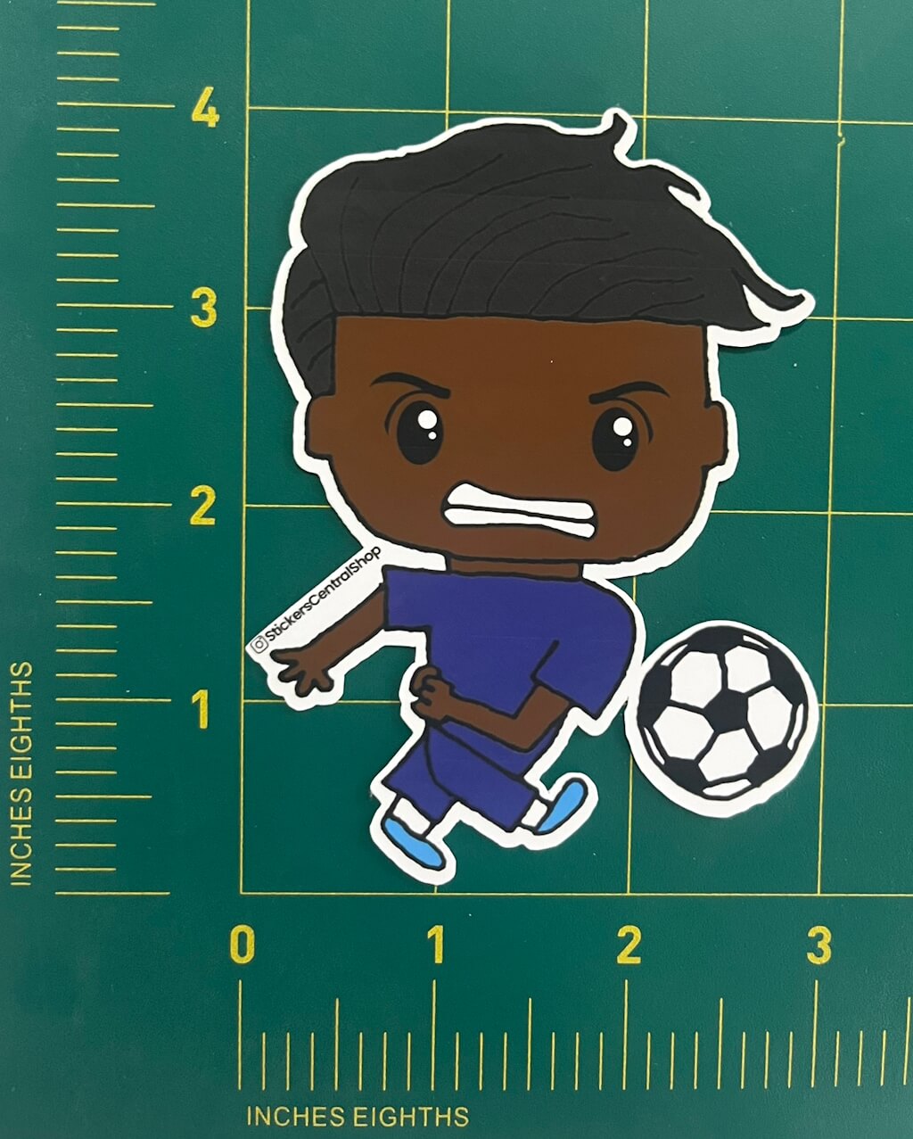 Chelsea Shooter Soccer Player Sticker, blue