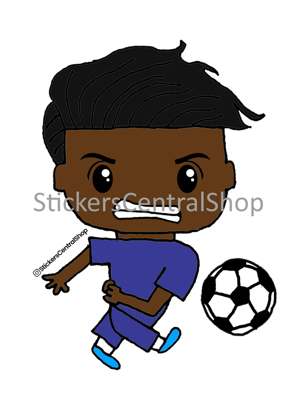 Chelsea Shooter Soccer Player Sticker, blue