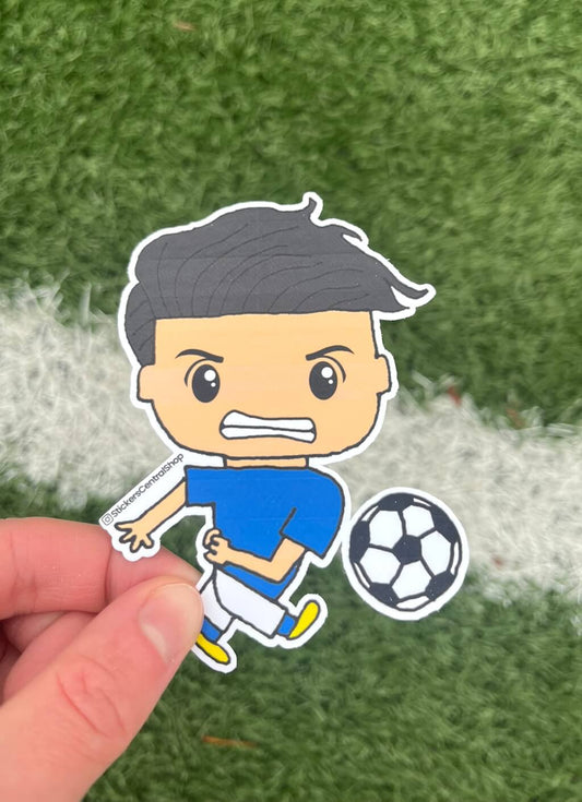 Italy Shooter Soccer Player Sticker, blue and white