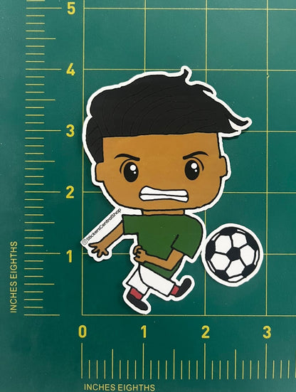 Shooting Soccer Player Sticker, green and white