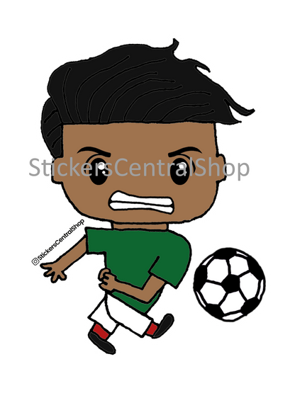 Shooting Soccer Player Sticker, green and white