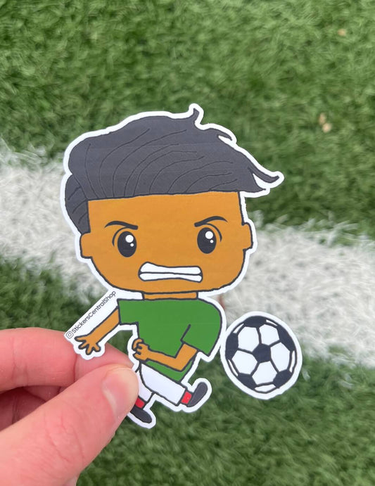 Mexico Shooter Soccer Player Sticker, green and white