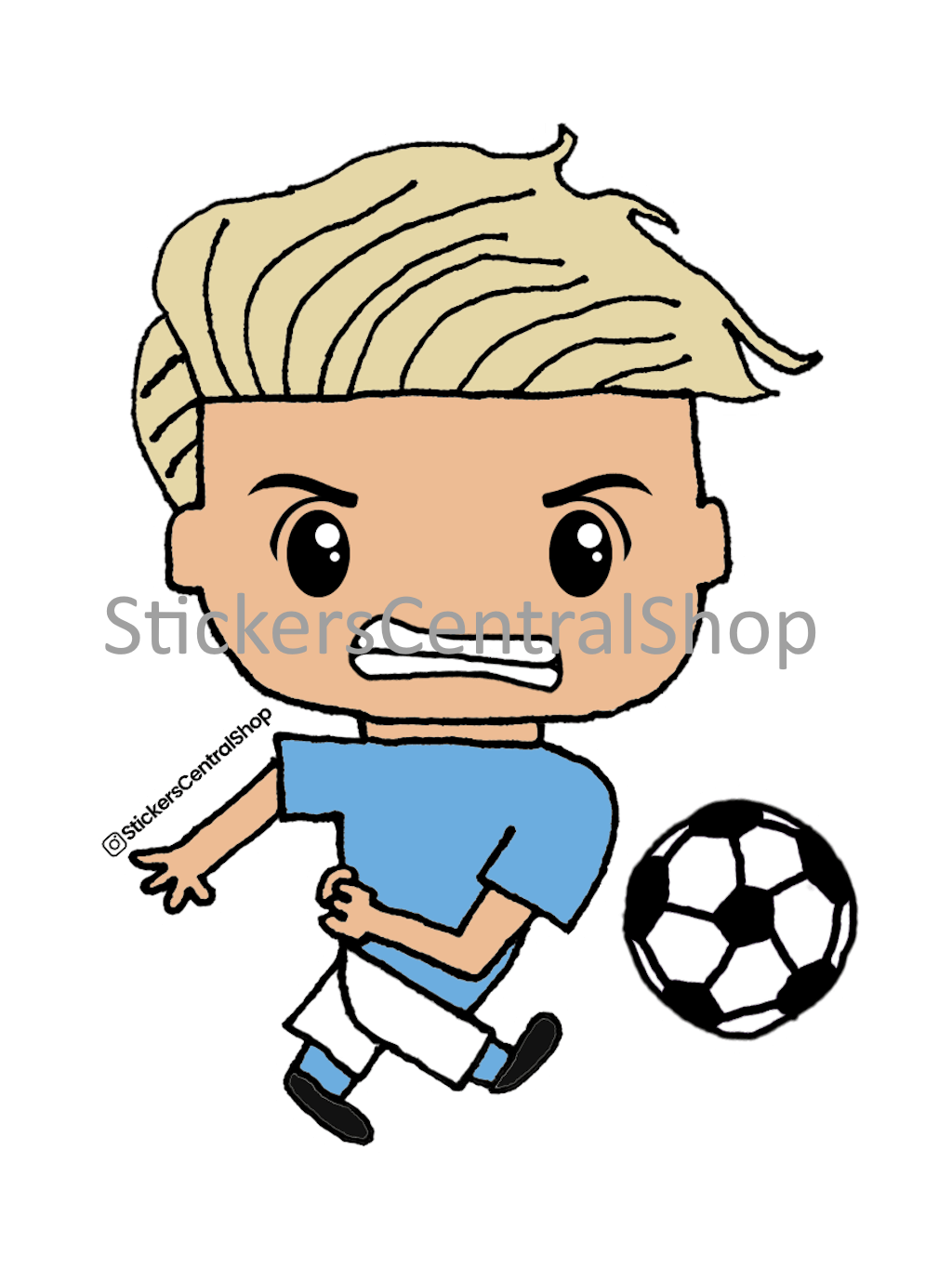 Manchester City Shooter Soccer Player, light blue with white