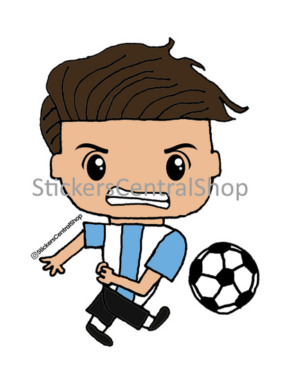 Argentina Shooting Soccer Player Sticker, light blue and white