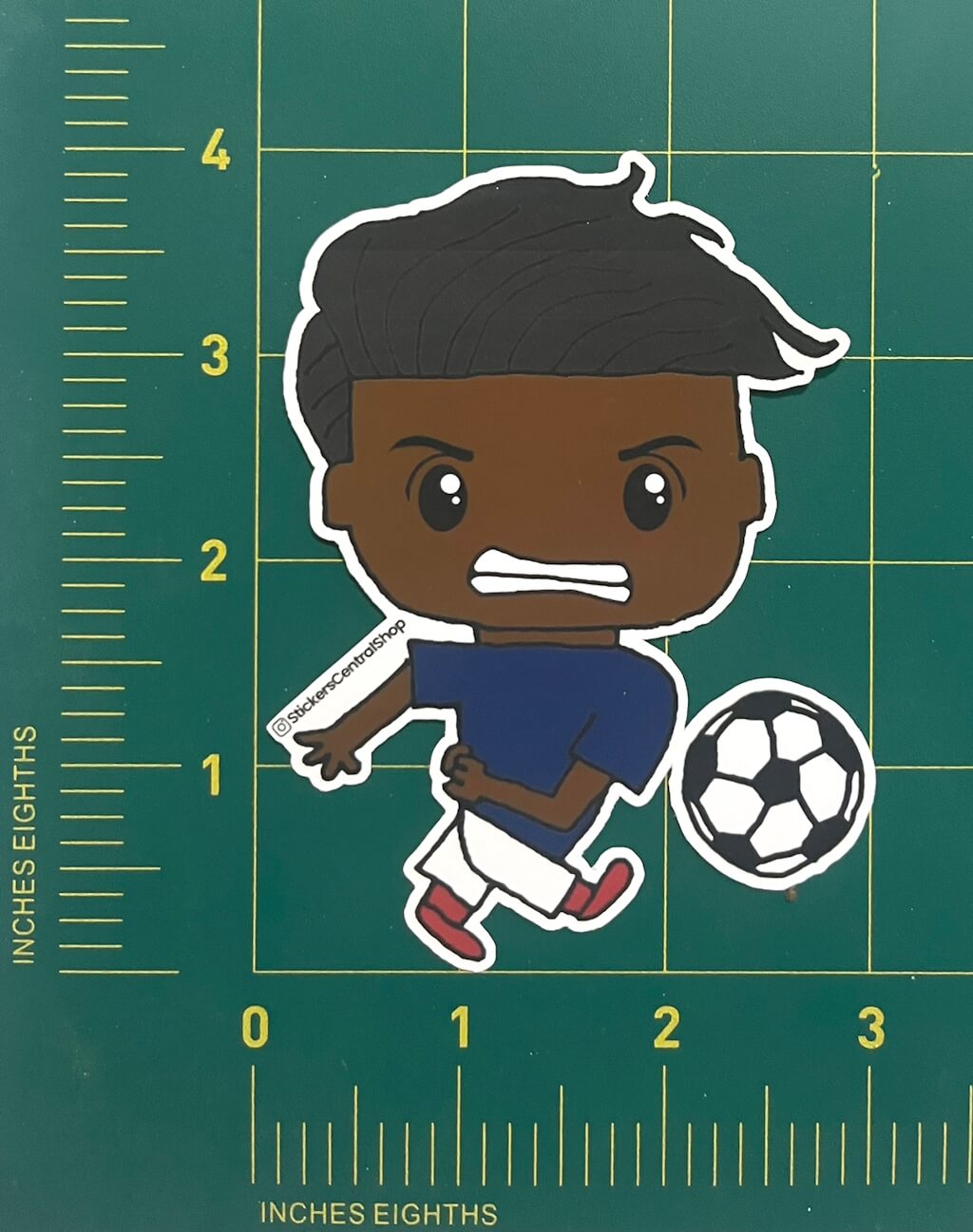 France Shooter Soccer Player Sticker, blue and white