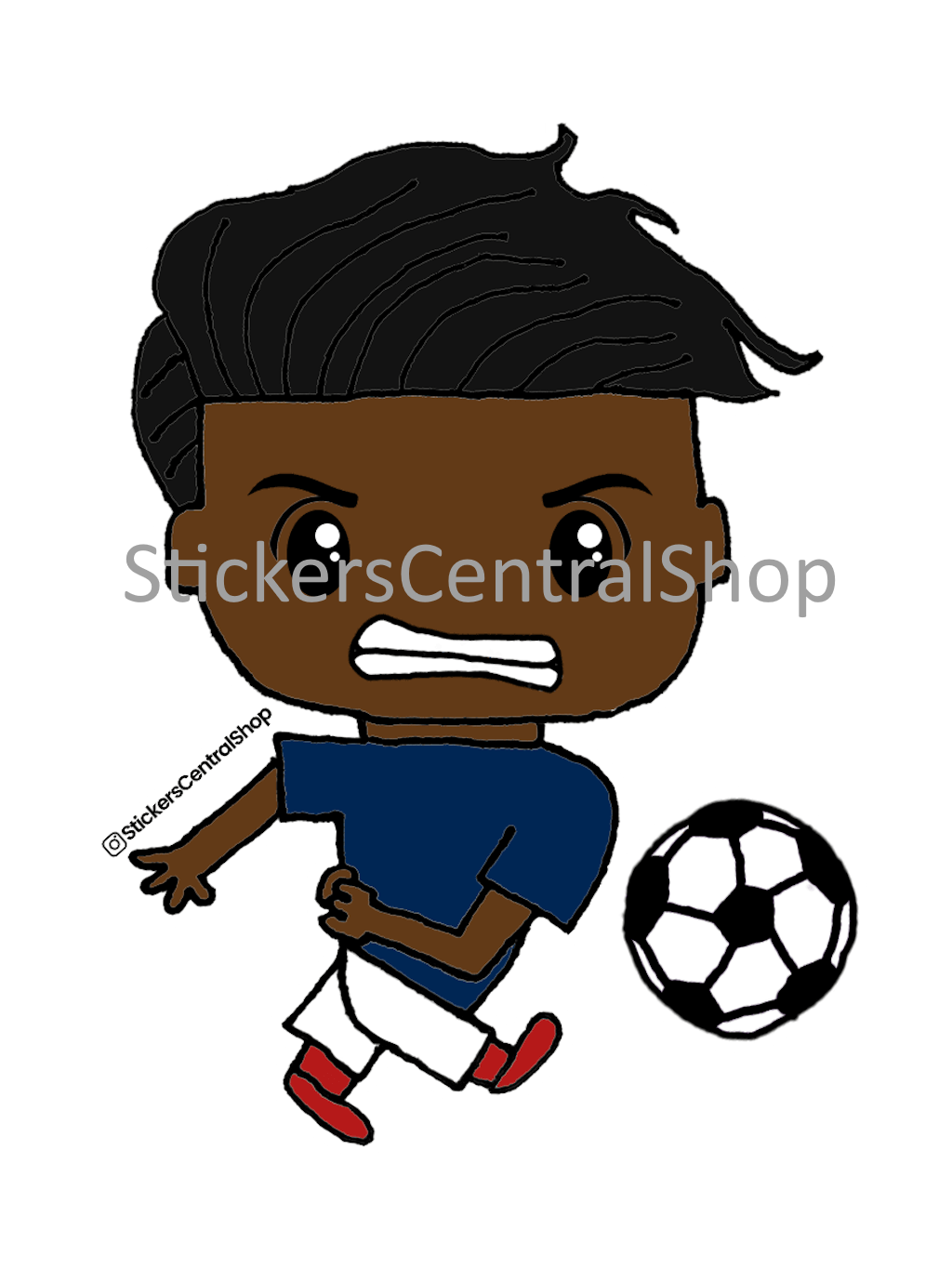 France Shooter Soccer Player Sticker, blue and white