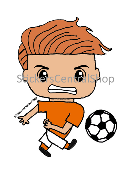Netherlands Shooting Soccer Player Sticker, orange and white