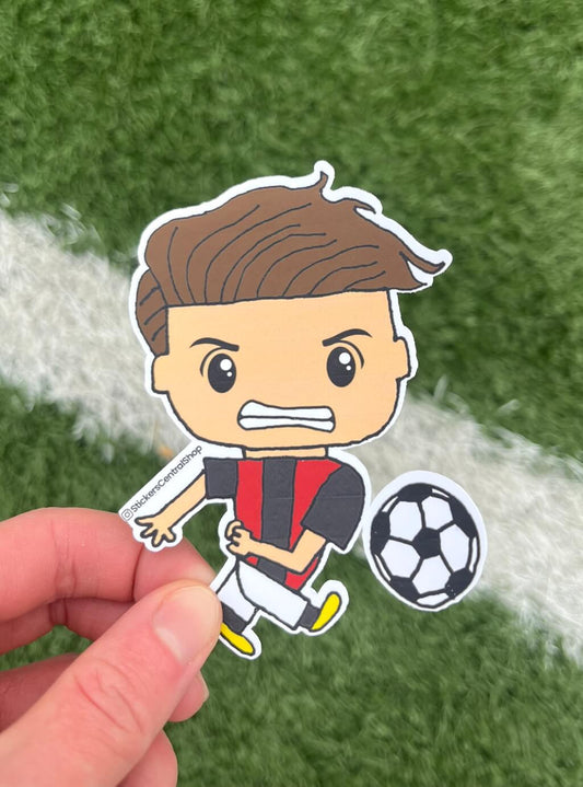 AC Milan Shooter Soccer Player Sticker, red with black