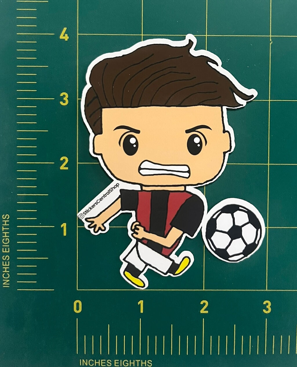 AC Milan Shooter Soccer Player Sticker, red with black