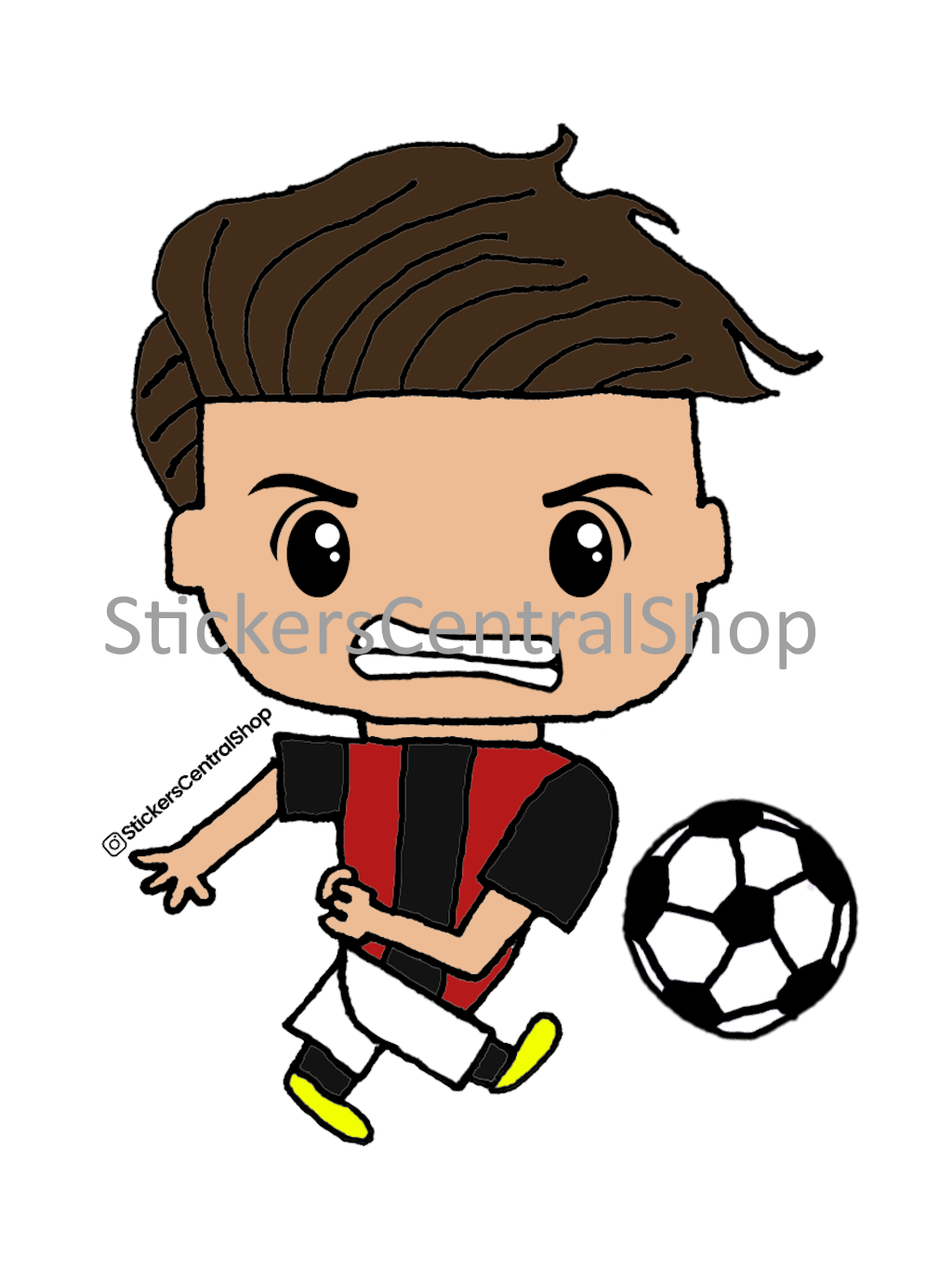 AC Milan Shooter Soccer Player Sticker, red with black