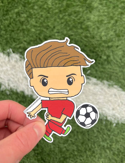 Shooting Soccer Player Sticker, red