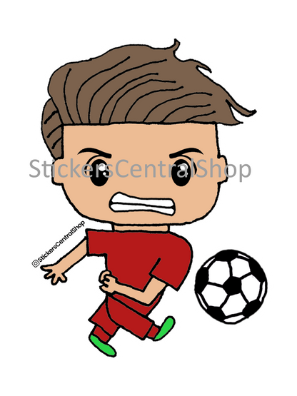 Shooting Soccer Player Sticker, red