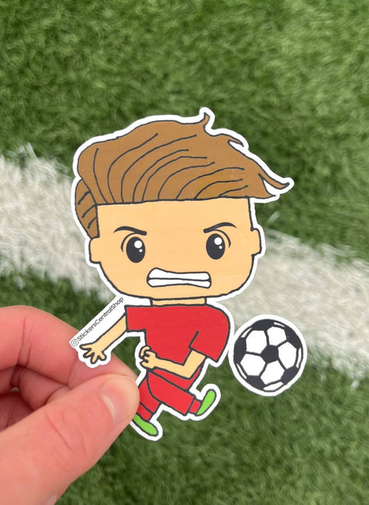 Liverpool Shooter Soccer Player Sticker, red