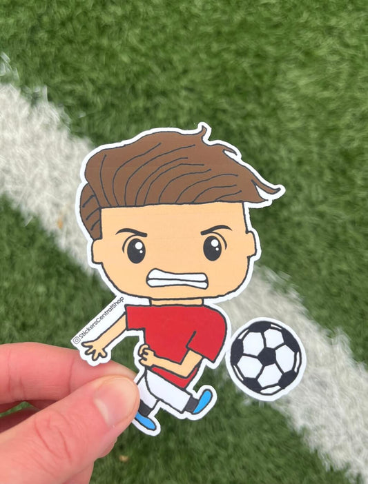 Shooter Soccer Player Sticker, red and white