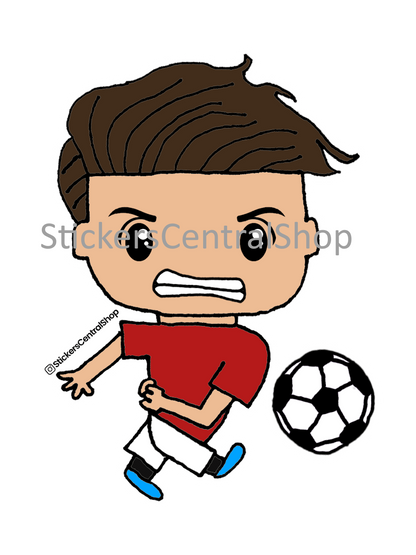 Shooting Soccer Player Sticker, red and white