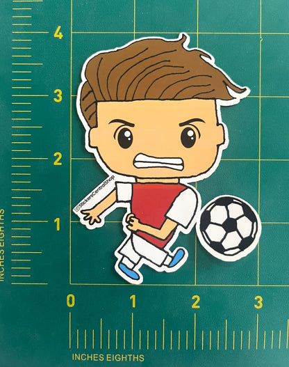 Arsenal Shooting Soccer Player Sticker, red with white