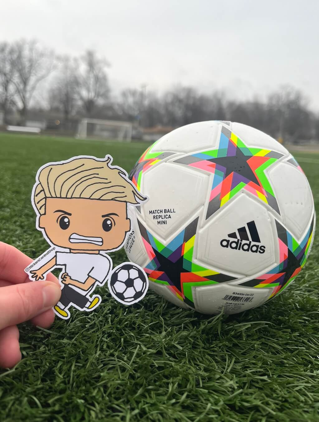 Shooting Soccer Player Sticker, white and black