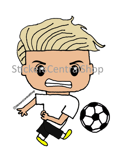 Shooting Soccer Player Sticker, white and black