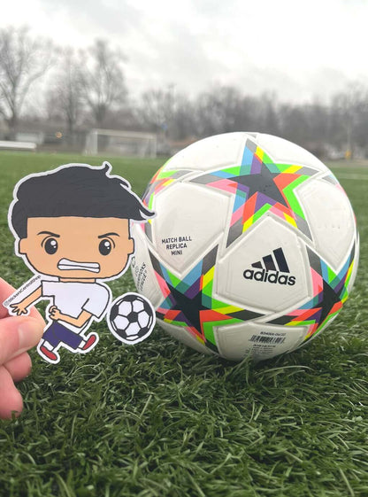 Tottenham Hotspur Shooting Soccer Player Sticker, white with blue