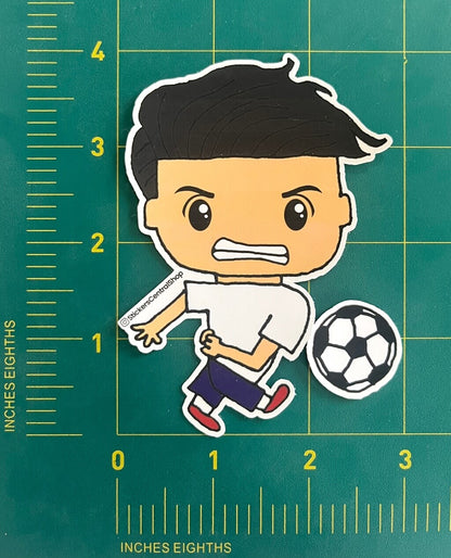 Tottenham Hotspur Shooting Soccer Player Sticker, white with blue