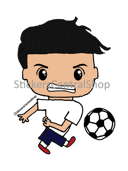 Tottenham Hotspur Shooting Soccer Player Sticker, white with blue