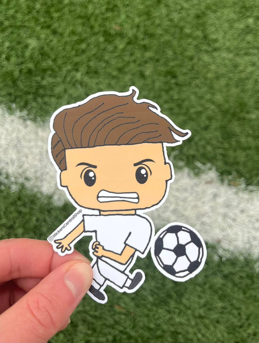 Shooter Soccer Player Sticker, white