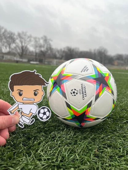 Shooting Soccer Player Sticker, white