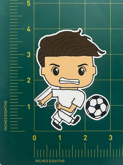 Shooting Soccer Player Sticker, white